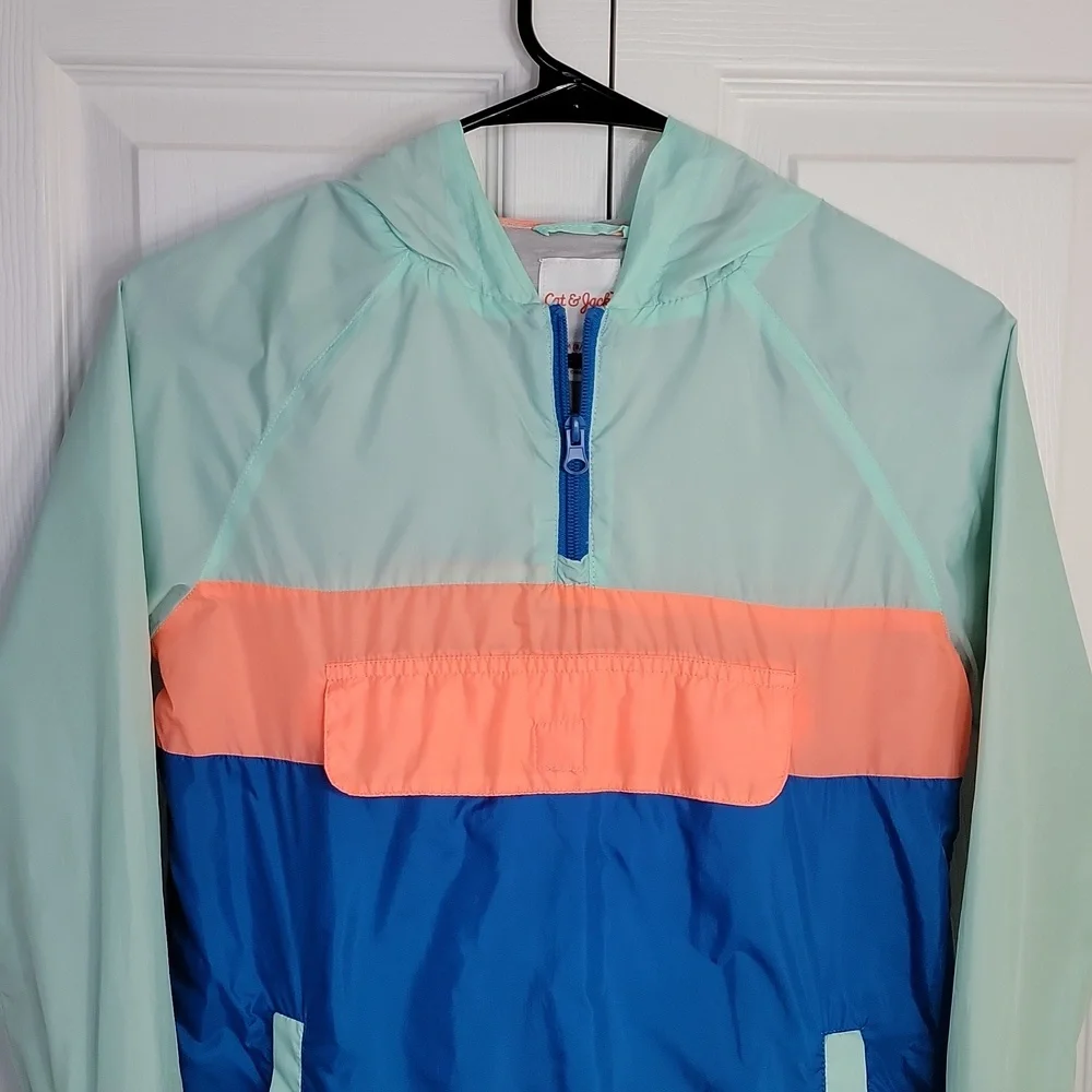 Cat & Jack Kids Colorblock Hoodie Windbreaker Jacket Girls M(8/10) Pull On